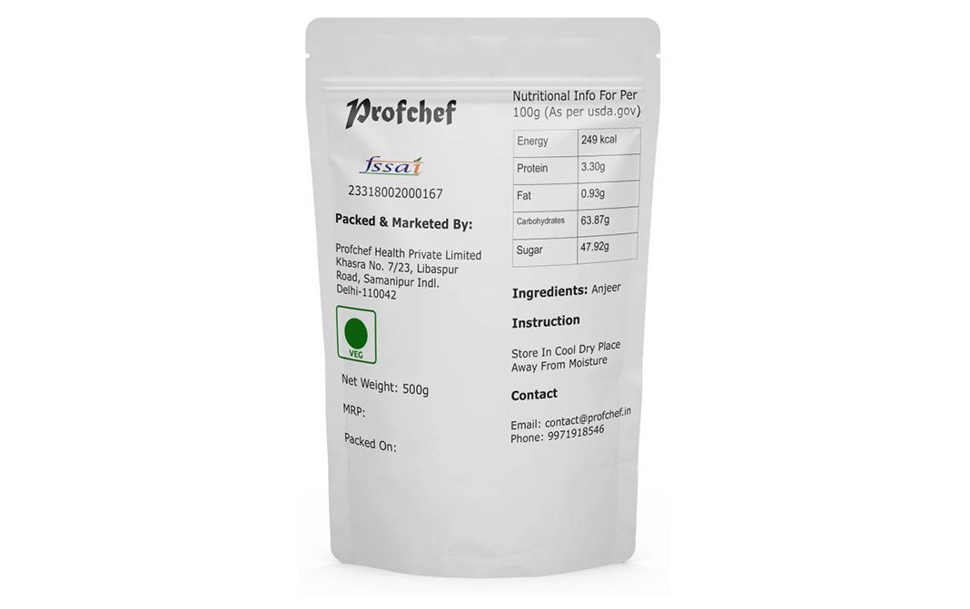 Profchef Anjeer (Dried Figs)    Pack  500 grams